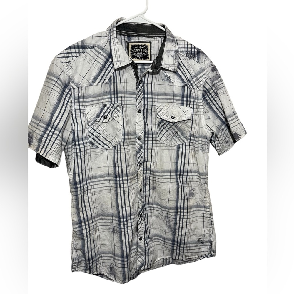 BKE Vintage Size L Men's Gray Plaid Shirt